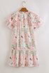 Floral Contrast Edge Layered Short Sleeve Mini Dress